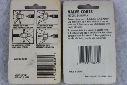 Monkey grip 4 way tire valve tool &amp; set of 4 short type valve cores m8835/m8831