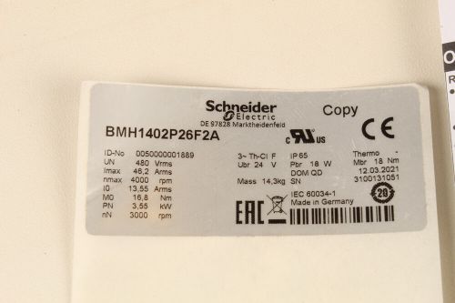 Schneider bmh1402p26f2a (servo motor) - 6 months warranty