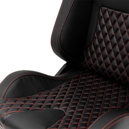 Ats ak x1 univ reclining sports bucket seat black red stitch carbon + slides