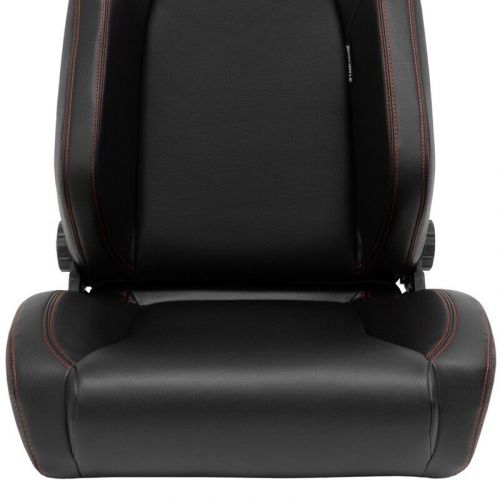 Ats x1 universal sports bucket seat black synthetic leather + red stitch