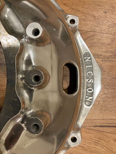 Vintage nicson polished bell housing w/mounting legs sbc velvet drive 71 c