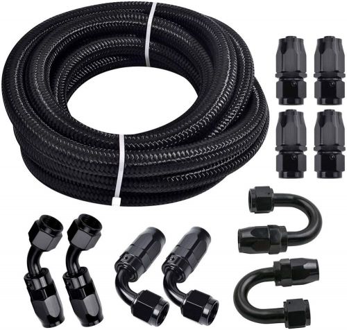 3/8 6an 20ft fuel line hose kit, nylon stainless steel braided fuel line oi