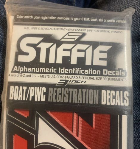 Stiffie techtron tt06 boat pwc letter number decal registration red black 3”