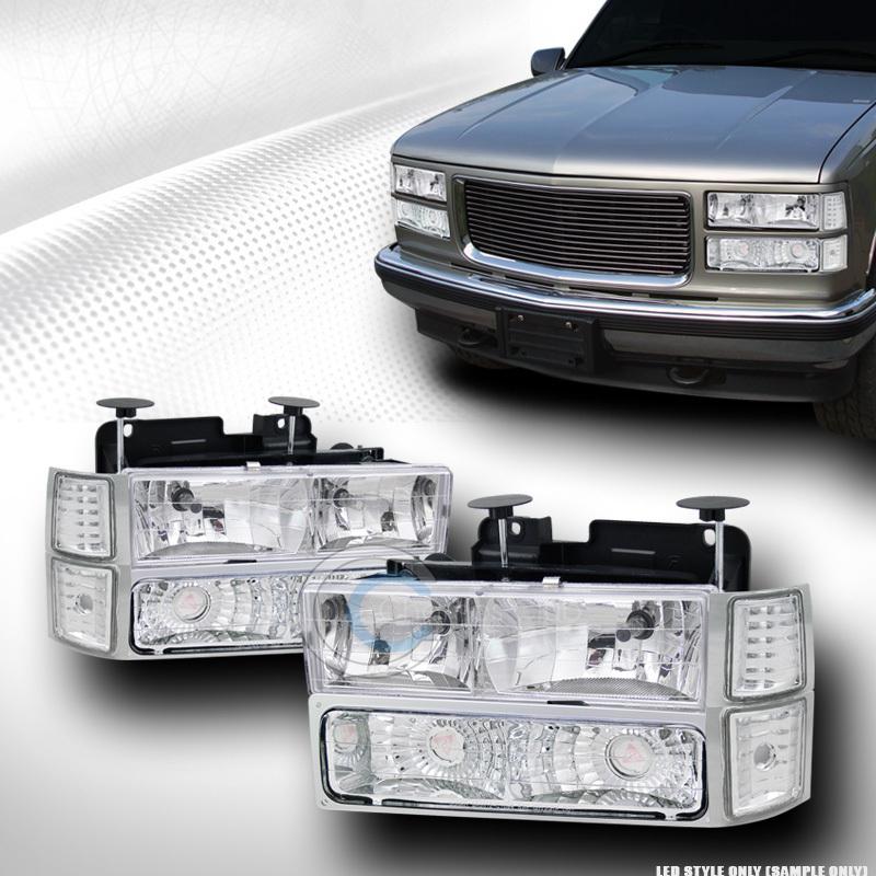 Chrome head lights dy+signal bumper+corner yd 8p 94-99 gmc c10 ck c/k pickup suv