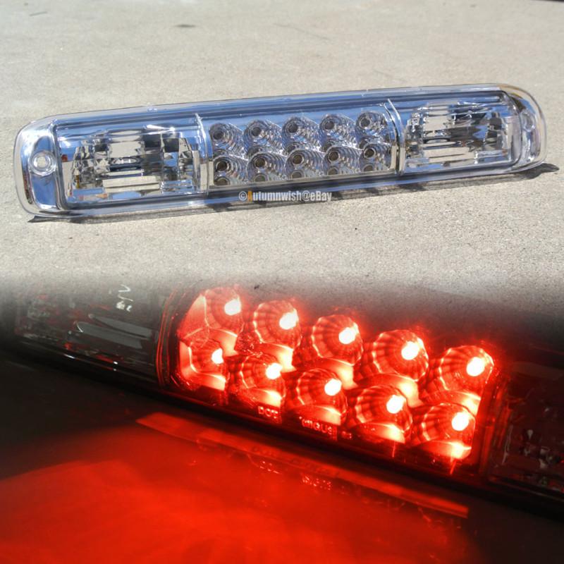 99-05 silverado sierra clear chrome red led third 3rd stop brake light lamp