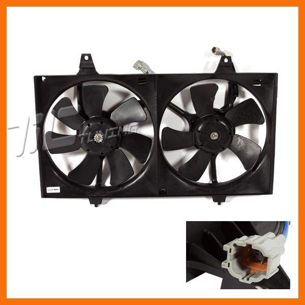 Nissan altima radiator ac condenser dual fan assembly motor blade shroud 98-01