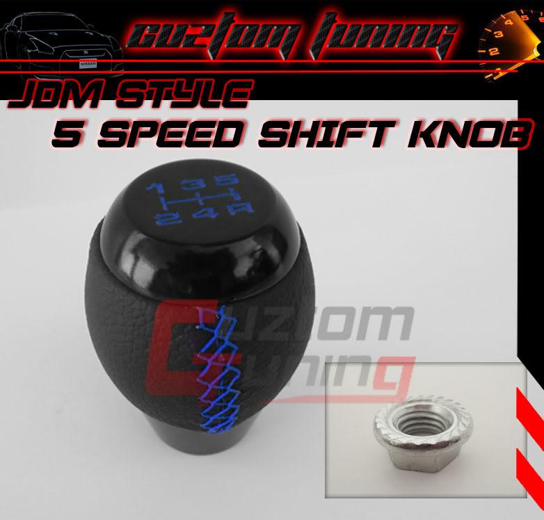 Ford focus m12 x 1.25 5 speed manual blk leather blue stitch sport shift knob