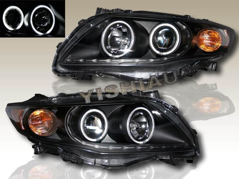 09-11 toyota corolla ccfl blk projector headlight halo