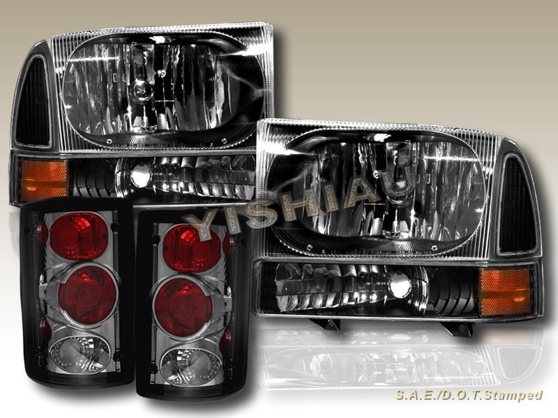 00 01 02 03 04 ford excursion smoke tail & black headlights & corner set