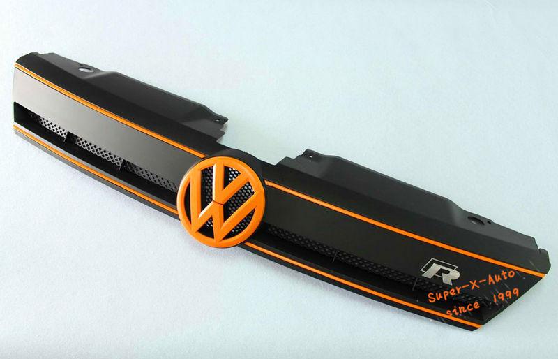 Chrome black orange r style front upper center hood grill for vw jetta mk6