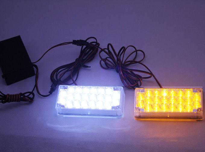 2 x 22 led amber/white auto van trunk strobe flash lights grill emergency light