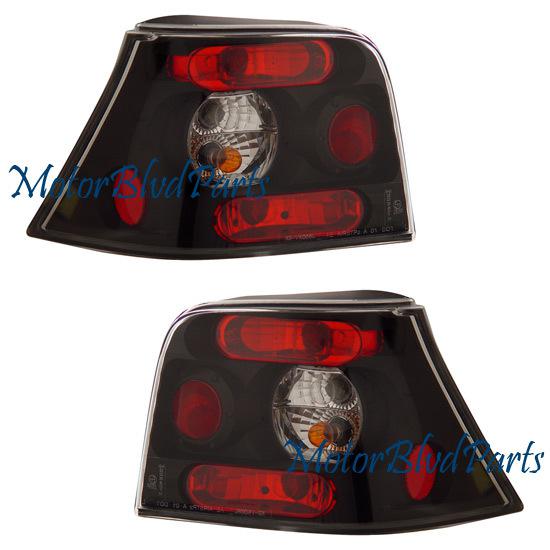 99-05 volkswagen golf/gti gen4 tail lights rear lamps black driver+passenger set