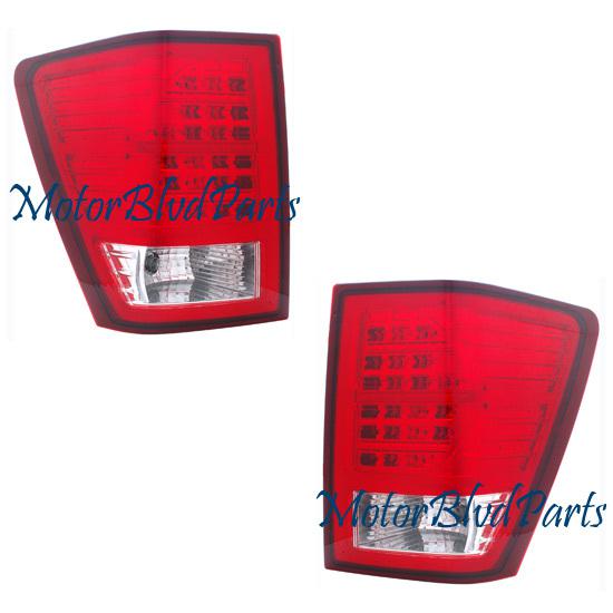 07 08 09 jeep grand cherokee led tail lights rear lamps red/clear left+right set