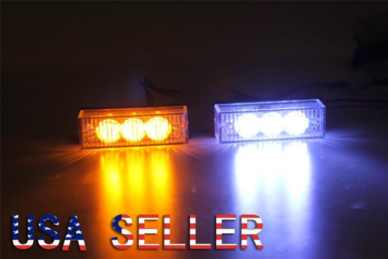 6 led car truck boat strobe emergency flash light deck dash grill white amber