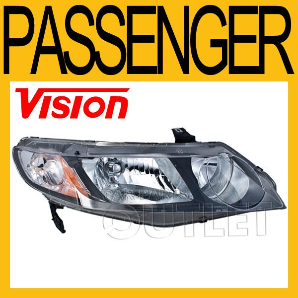 06-11 honda civic hybrid head lamp lamp len&hsg no bulb 09-10 4dr sedan right rh