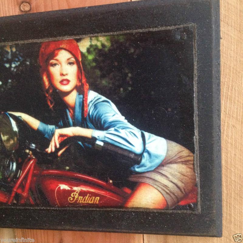 Original indian motorcycle company scout & girl vintage shop or workshop sign