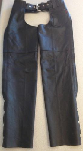 Motorcycle chaps-hot leathers-womens blk leather •xs• for riding harley davidson