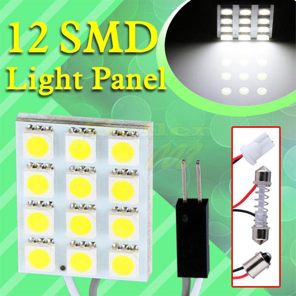 12 smd 5050 pure white light panel t10 ba9s festoon dome 12 led interior bulb