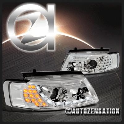 Fits 1997-2000 vw passat projector headlights r8 led signal chrome