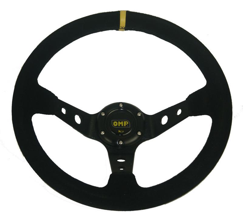 Universal 350mm black suede corsica style deep dish sprots steering wheel 14"