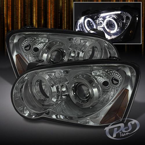 04-05 subaru impreza wrx sti halo build-in led strip projector smoked headlights