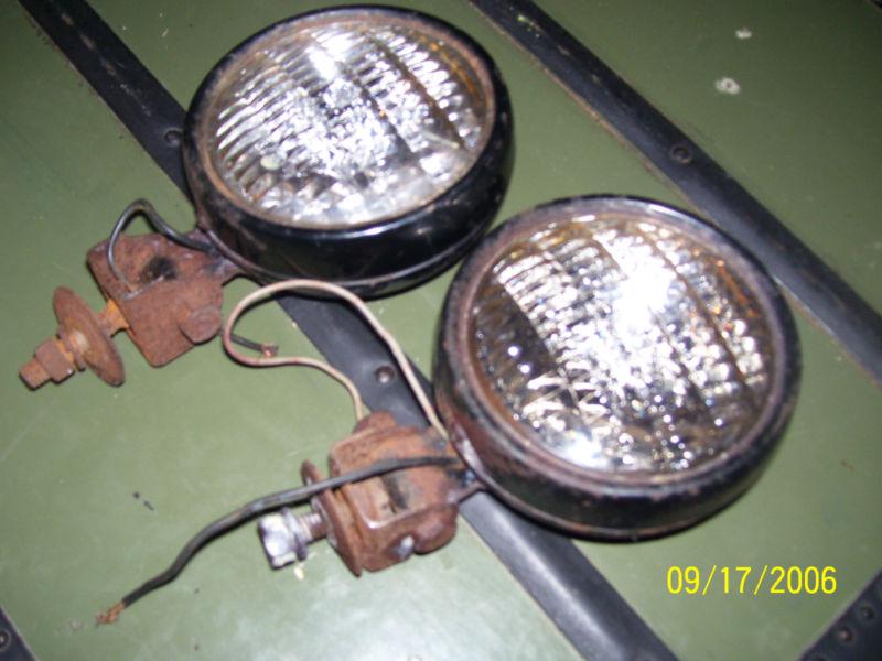 Pair of vintage metal old tractor utility car truck utility lights