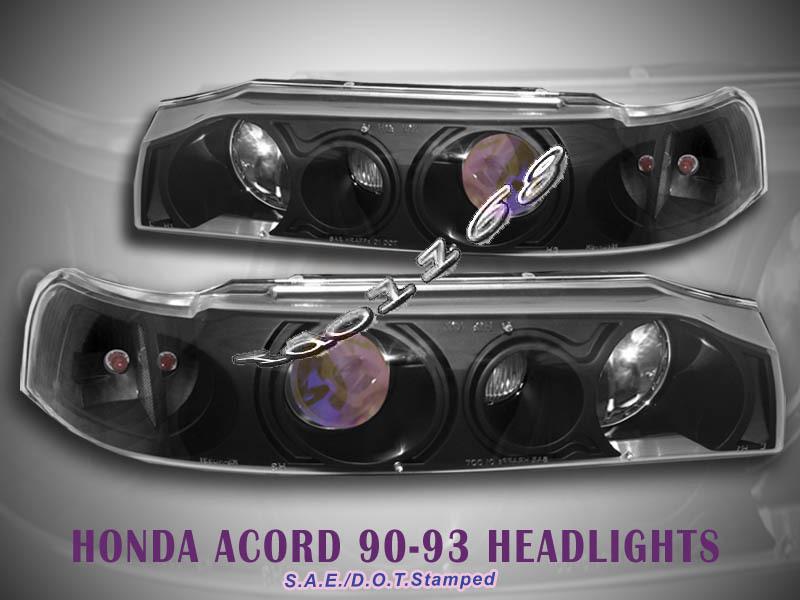 1990-1993 honda accord projector headlights jdm black 92 91