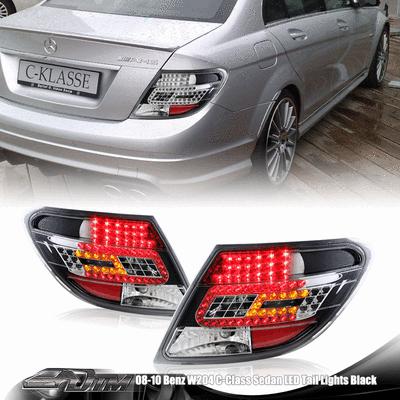 08-10 mercedes-benz w204 c-class clear lens black housing altezza led tail light