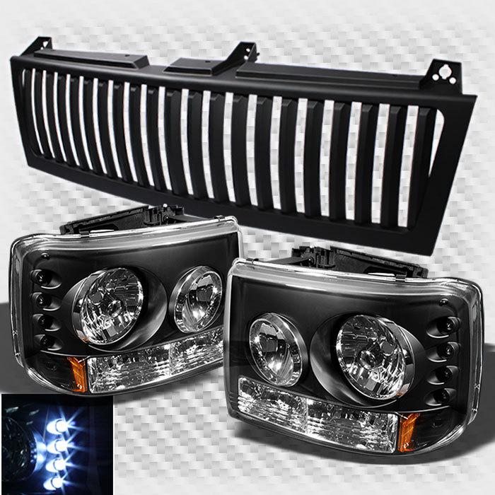 Range rover style 2in1  00-06 tahoe suburban sport grille+led headlights new set