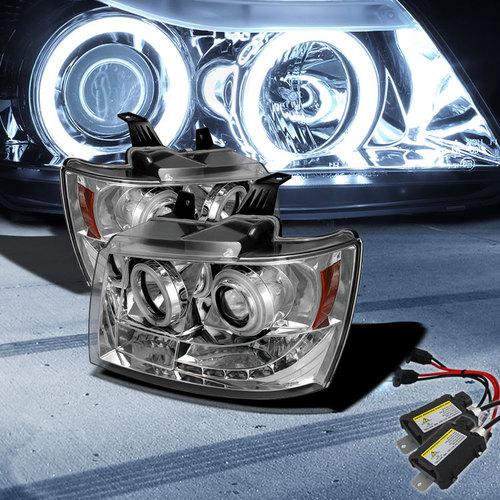 Slim 6000k xenon hid+ccfl halo led 07-13 tahoe projector headlights head lights