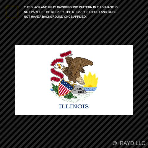 4” illinois flag sticker decal self adhesive vinyl state land of lincoln prairie