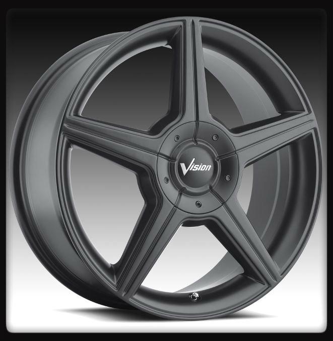 15" x 6.5" vision 168 autobahn matte black 5x108 continental taurus wheel rims 