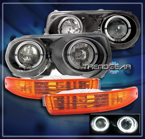 94-97 acura integra halo black projector head lights+amber bumper 95 96 gs ls rs