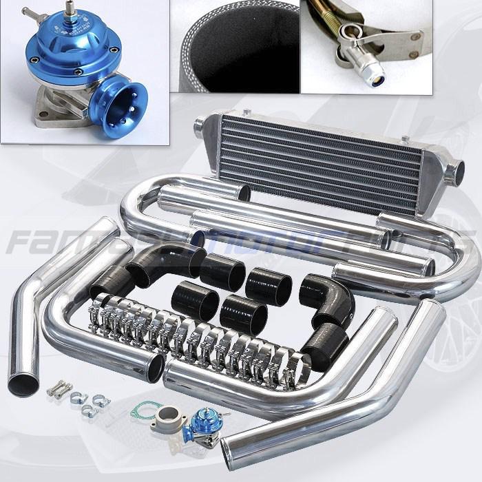 Black 2.5'' inlet intercooler piping kit diy piping kit + blue type-rs turbo bov