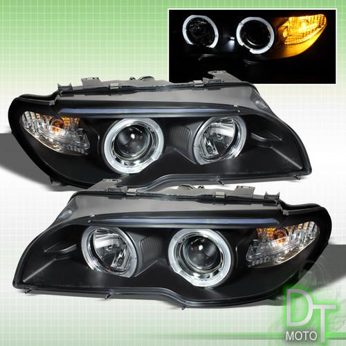 Blk 04-06 bmw e46 3-series coupe 2dr halo projector led headlights 2in1 corner