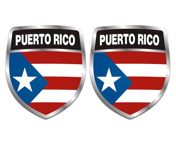 Puerto rico flag shield decal set 4"x3.4" vinyl car bumper sticker zu1