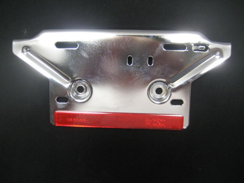 Heavy chrome motorcycle license plate bracket holder reflec fits harley davidson