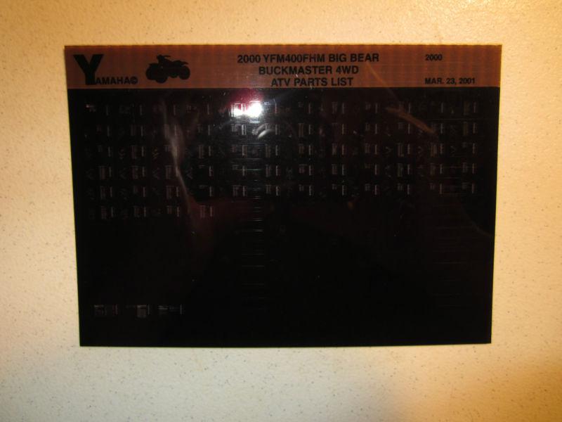 2000 yamaha atv yfm400fhm big bear buckmaster 4wd microfiche parts catalog  