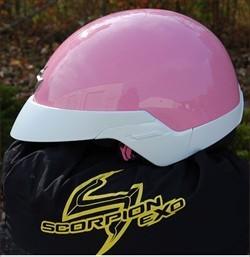 Scorpion exo-100 motorcycle half helmet pink small with two extra visors 