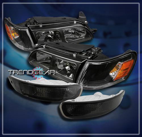 93-97 toyota corolla dx crystal black head light+corner+smoke bumper signal lamp