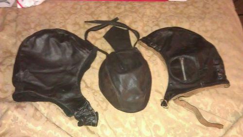 Lot of 3 leather motorcycle caps hats du rag