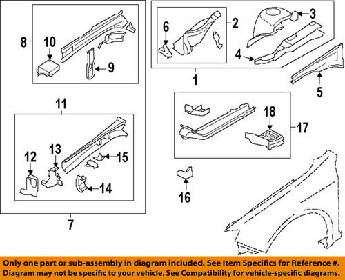 Subaru oem 51635ag0109p fender-front plate