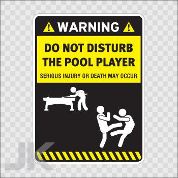 Decal stickers sign warning danger caution stay away pool player 0500 z4z7x