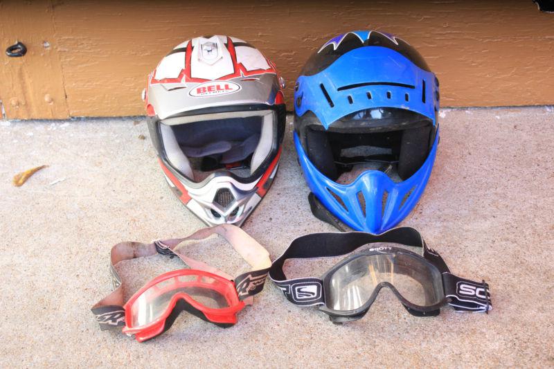 Bell and dot youth motocross helmets and goggles