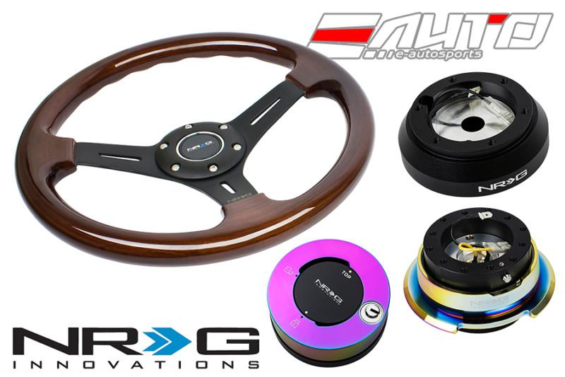 Nrg 330mm br wood bk s steering wheel 1.5" dp 160h hub 2.8 bkmc release lock mc