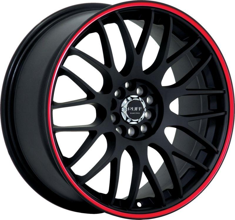 17" inch 5x100 5x4.5 black red stripe wheels rims 5 lug honda dodge ford nissan