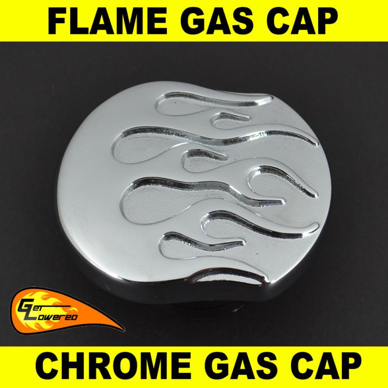 Chrome Flame Gas Fuel Cap for 2000-Up Harley Davidson Softail FLST FXST, US $49.94, image 2
