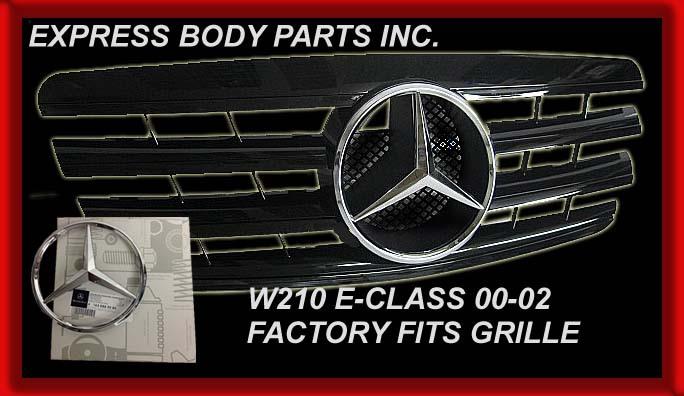 2000 2001 2002 e-class all black w210 e320 e430 e55 grille center front bumper 