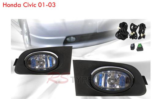 Fog lamp kits w/switch~2001 2002 2003 civic jdm style super white lights