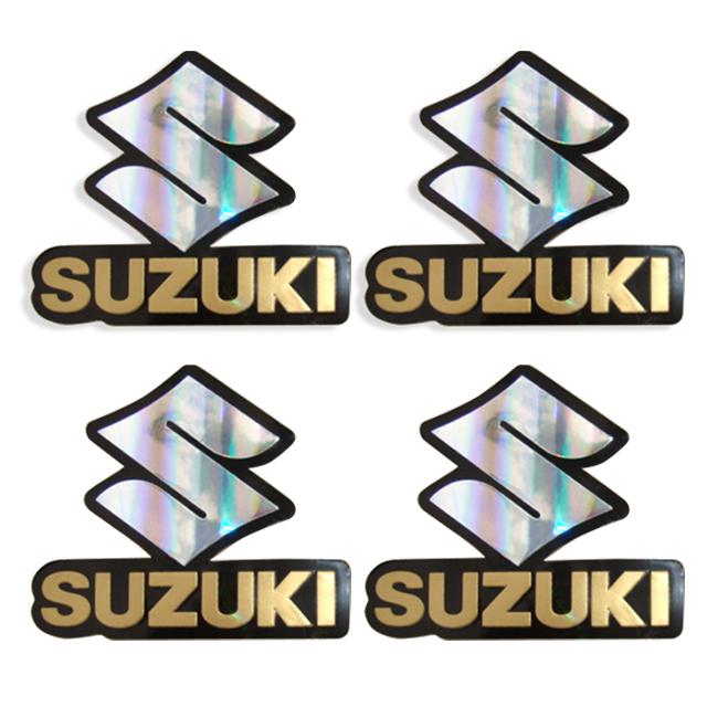 4pc. suzuki emblem decals reflective sticker foil emboss die cut motorcross 